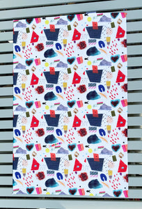 Art Collage Microfiber Tea Towel