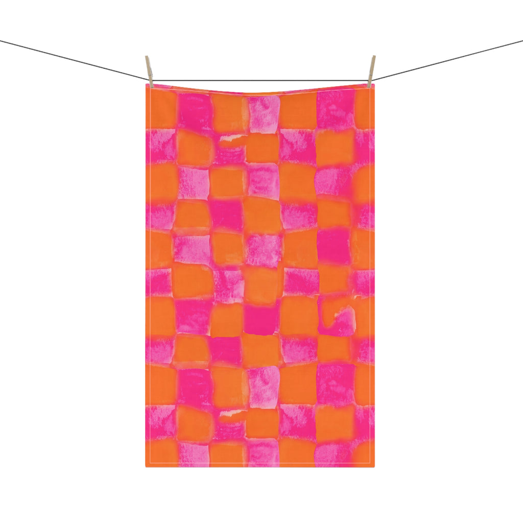 Grapefruit Checkerboard Cotton Tea Towel