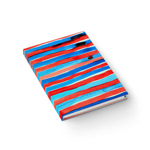 Neon Blue + Red Candy Stripe Journal