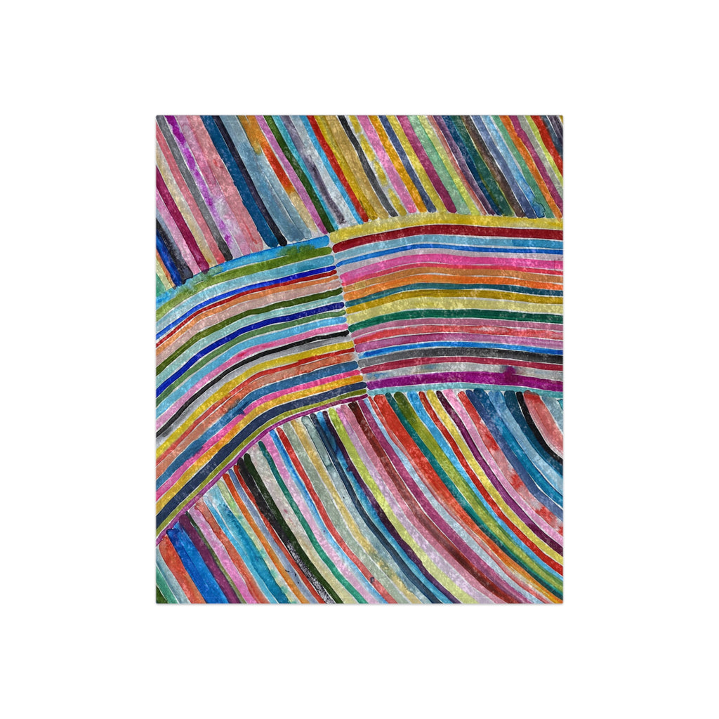 Rainbow Watercolor Stripe Crushed Velvet Throw