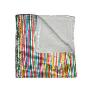 Pop Stripe Crushed Velvet Throw