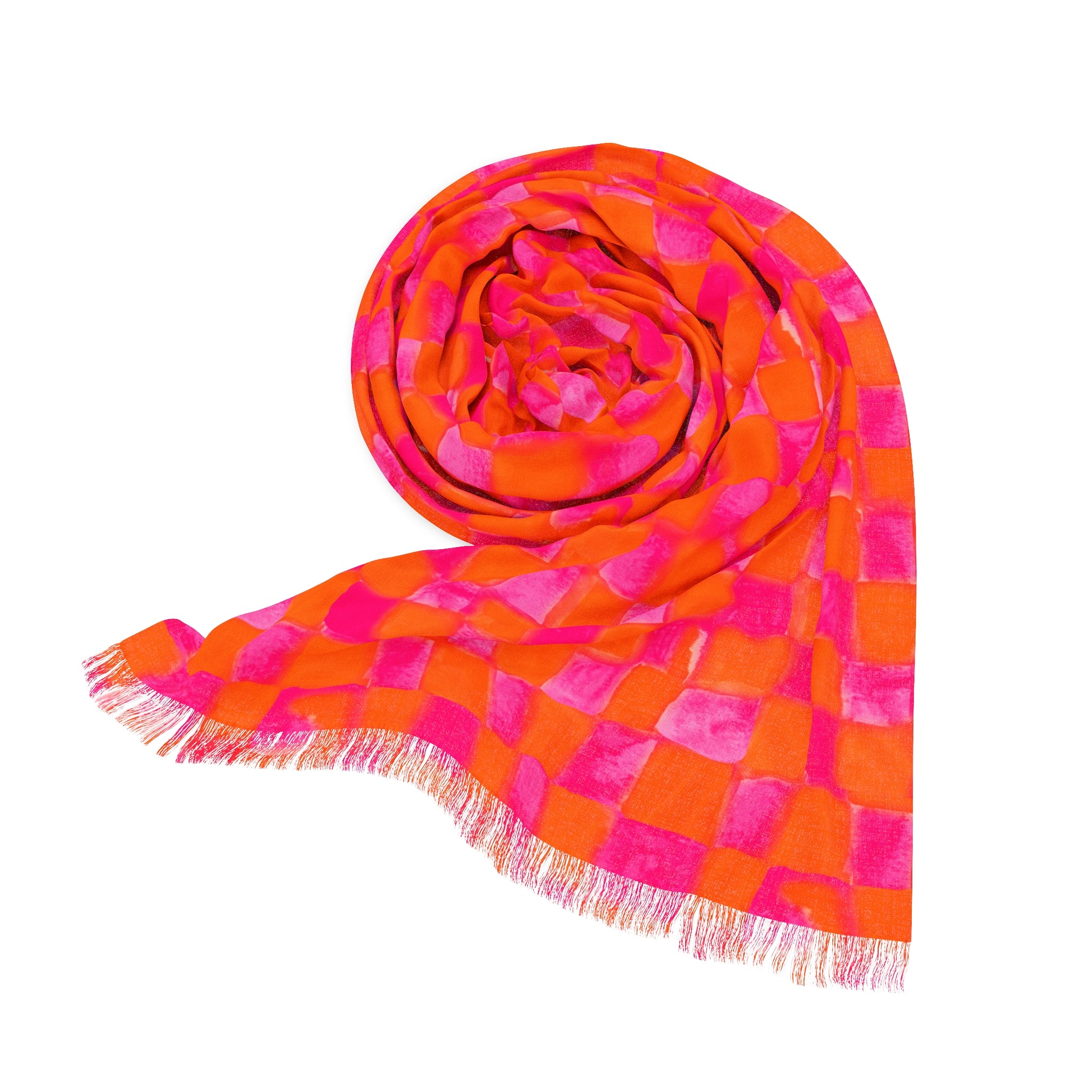 Grapefruit Checkerland Lightweight Scarf