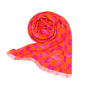 Grapefruit Checkerland Lightweight Scarf