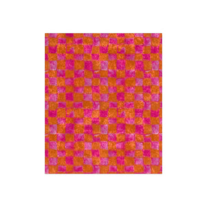 Grapefruit Checkered Crushed Velvet Throw