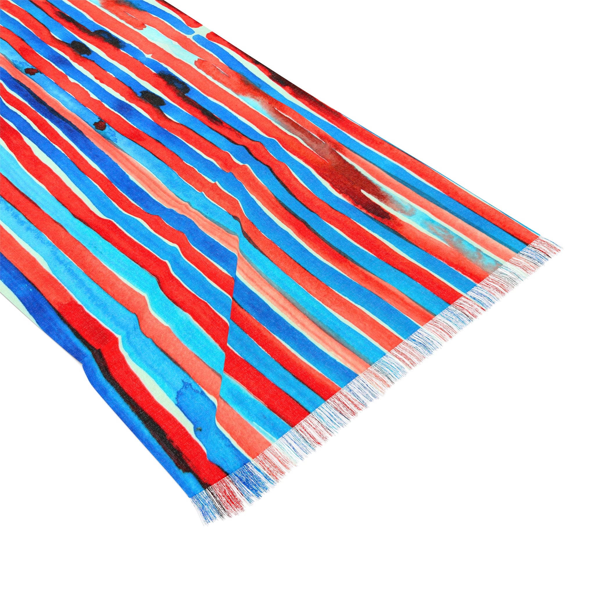 Red Blue Neon Watercolor Stripe Lightweight Scarf