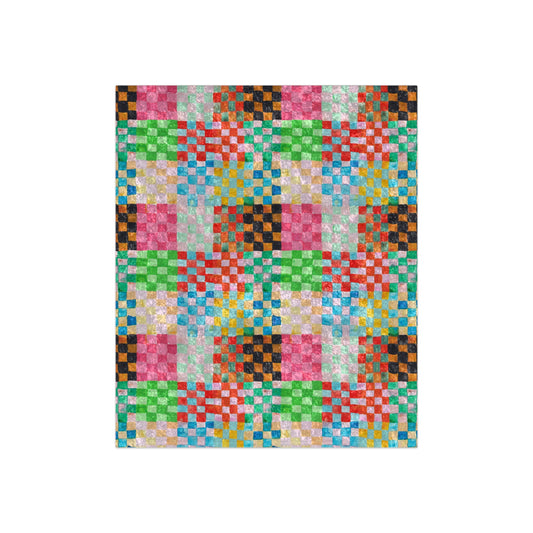 Pastel Checkerland Crushed Velvet Throw