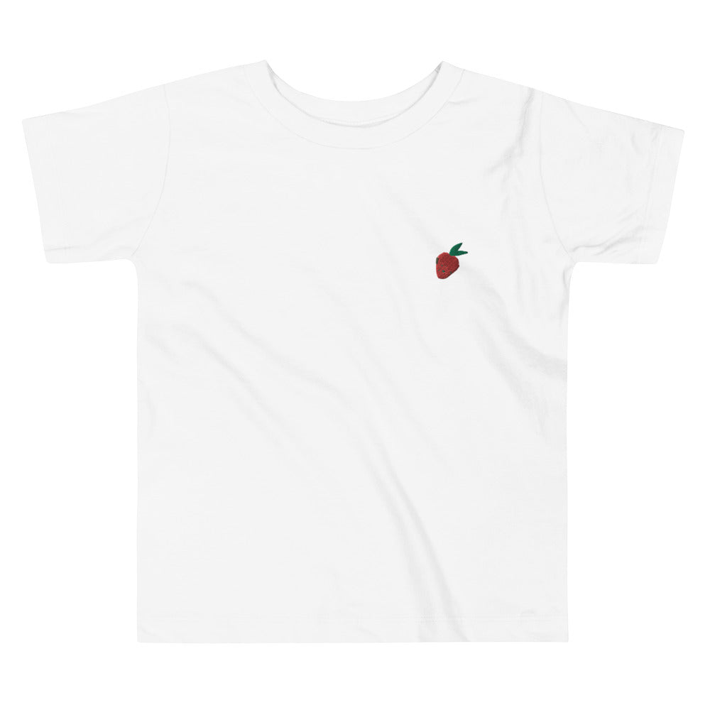 Strawberry Embroidered Toddler Short Sleeve Tee