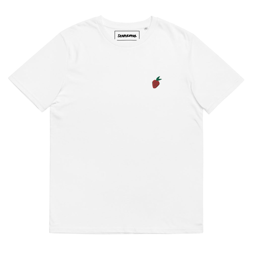 Strawberry Embroidered Unisex Organic Cotton T-shirt